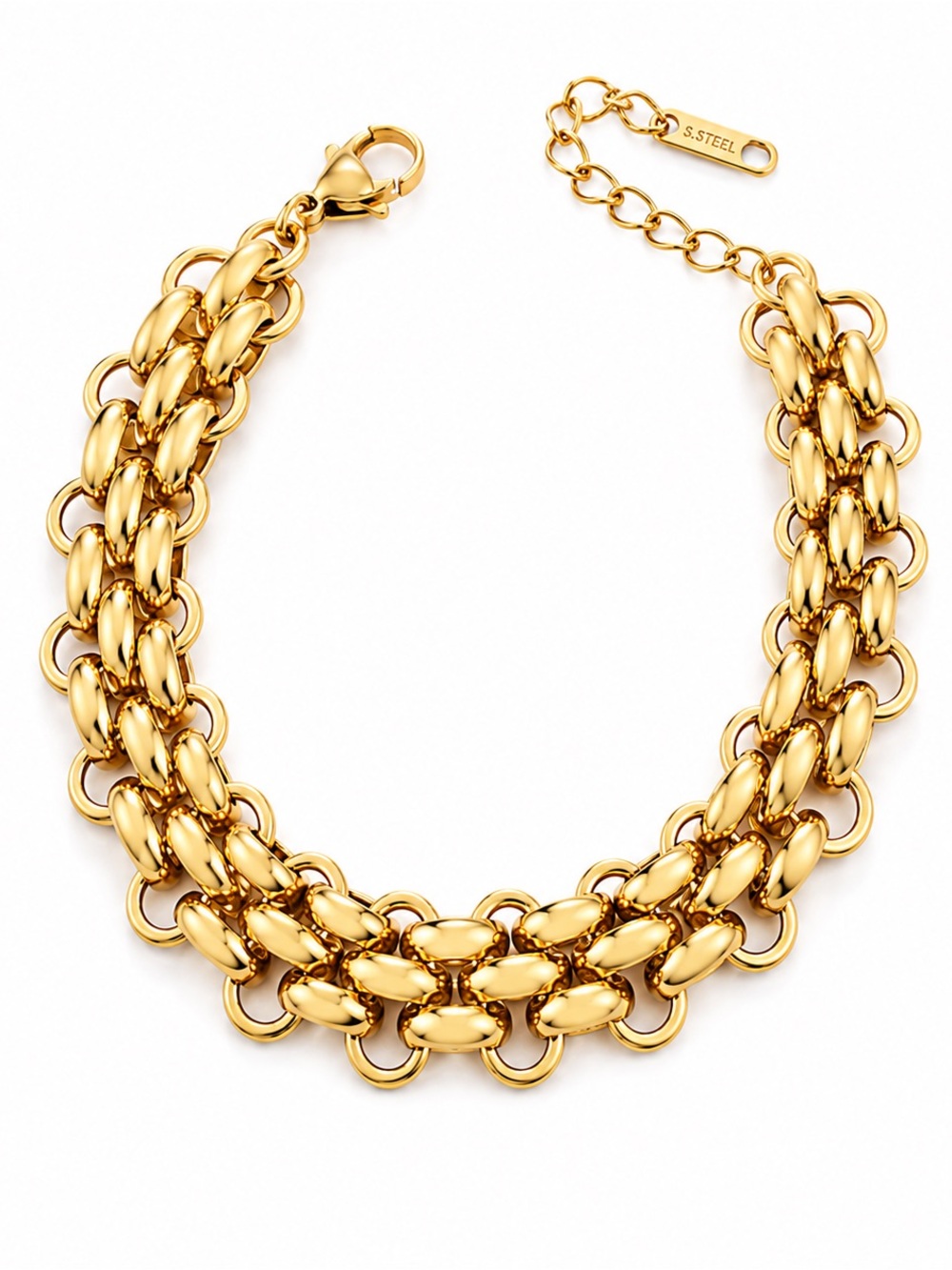 Polished Gold Statement Collar Necklace by